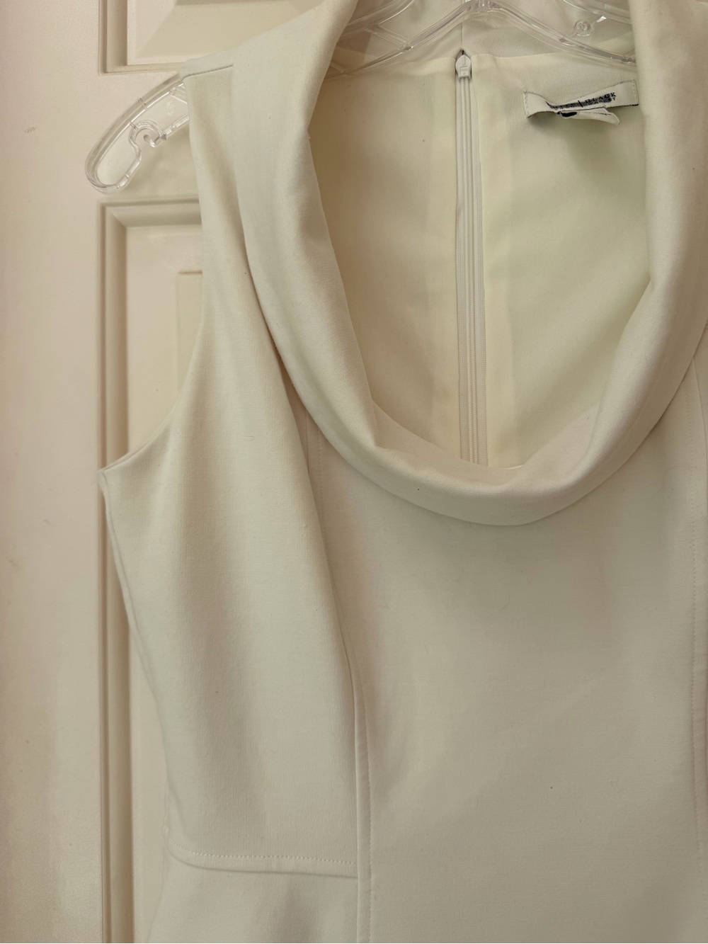 White House Black Market Cream Sleeveless Cowl Neck Sheath Dress, Sz 6 - Picture 6 of 16